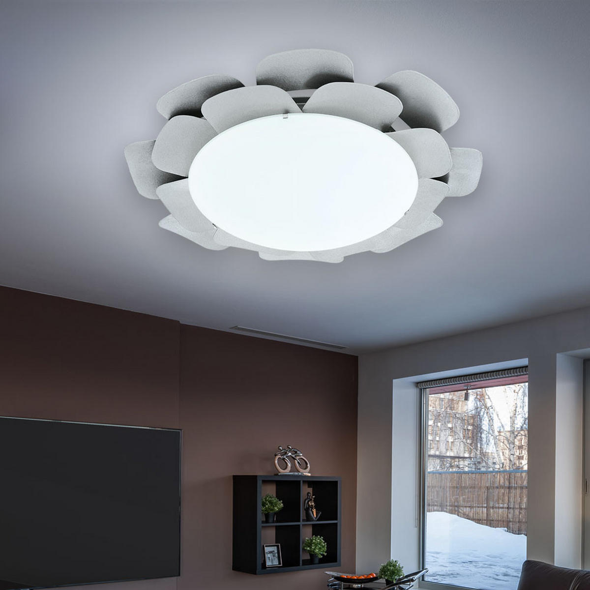 LED DECKENLEUCHTE Reclette Silber - Silberfarben, Glas (38/38/8cm)