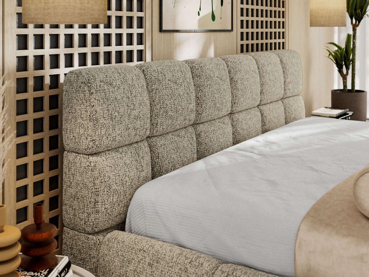 POLSTERBETT NIRA CLASSIC 160/200 - Dunkelbeige Strukture - ohne Matratze - Taupe, Textil (160/200cm) - MKS