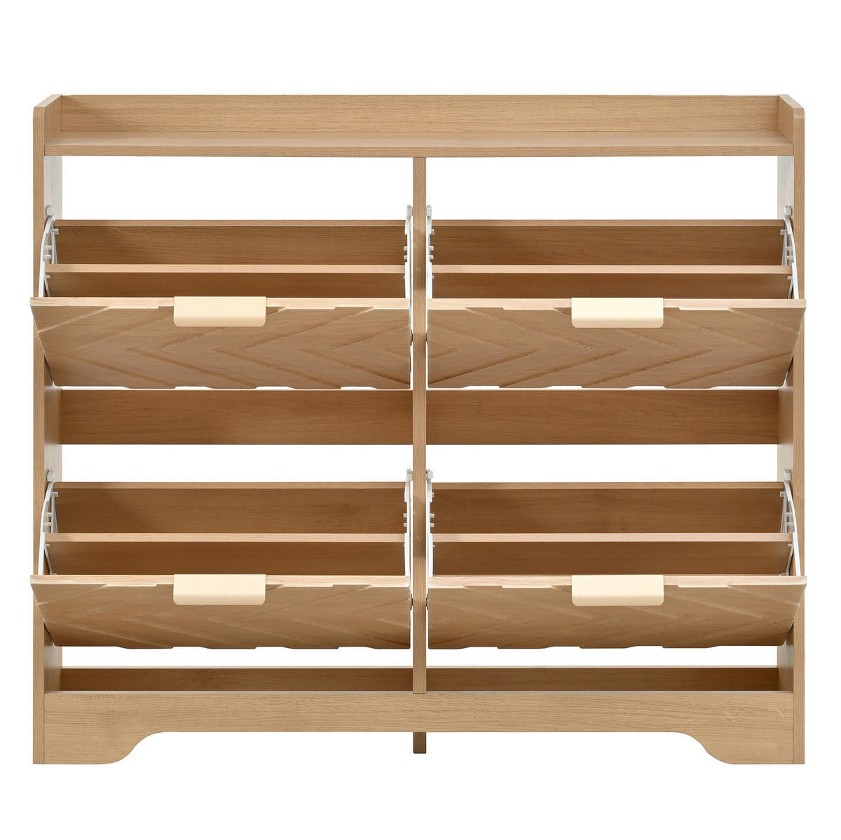 SCHUHSCHRANK 105/24/90 cm mit 4 Klappfächern, 3D-Strukturfront und Ablagefläche, MDF, Natur - Naturfarben, Holzwerkstoff (105/90/24cm) - Redom
