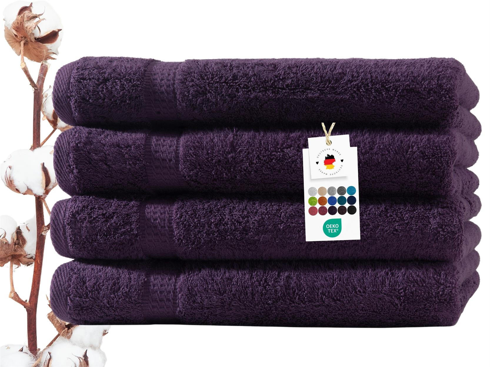 HANDTUCH 50x100 cm Frottier Handtücher im 4er Set aus 100% Baumwolle, Lila 500g/m2 - Lila, Textil (50/100cm) - Carpe Sonno