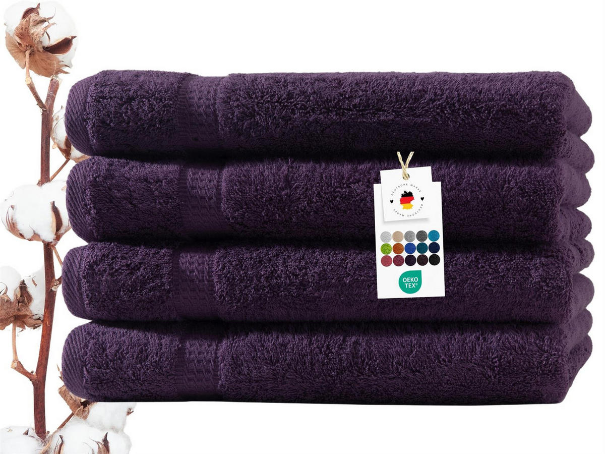 DUSCHTUCH 70x140 cm Frottier Handtücher im 4er Set aus 100% Baumwolle, Lila 500g/m2 - Lila, Textil (70/140cm) - Carpe Sonno