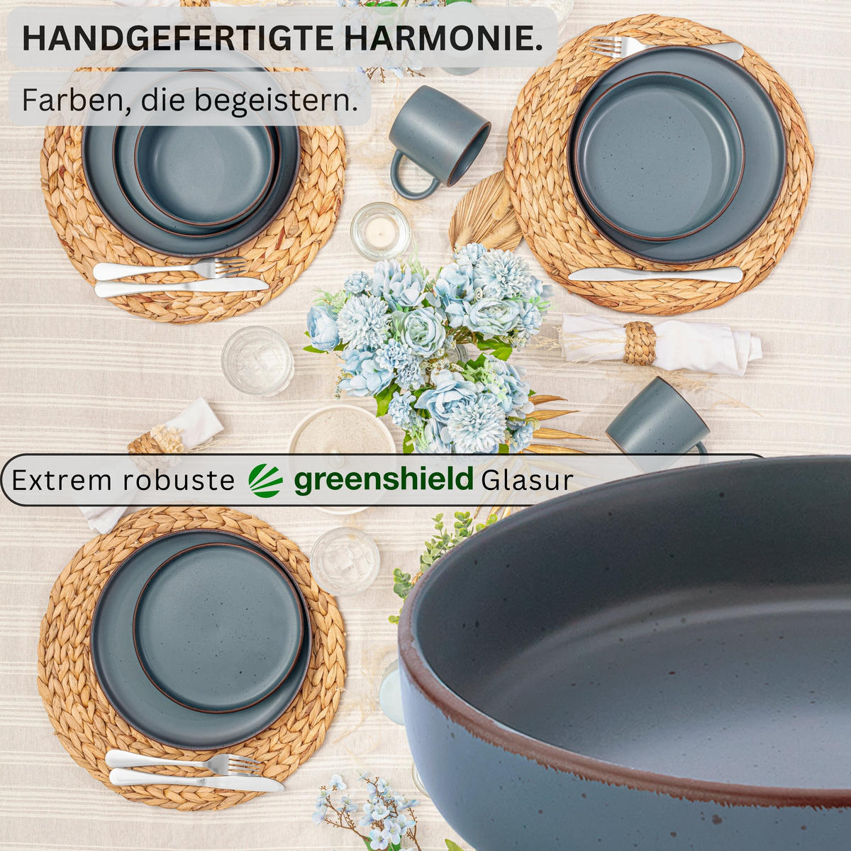 PASTASCHALEN BOMBAY GRAPHIT - 4 teilig aus Steingut - Grau, Stein (20.5cm) - Sänger