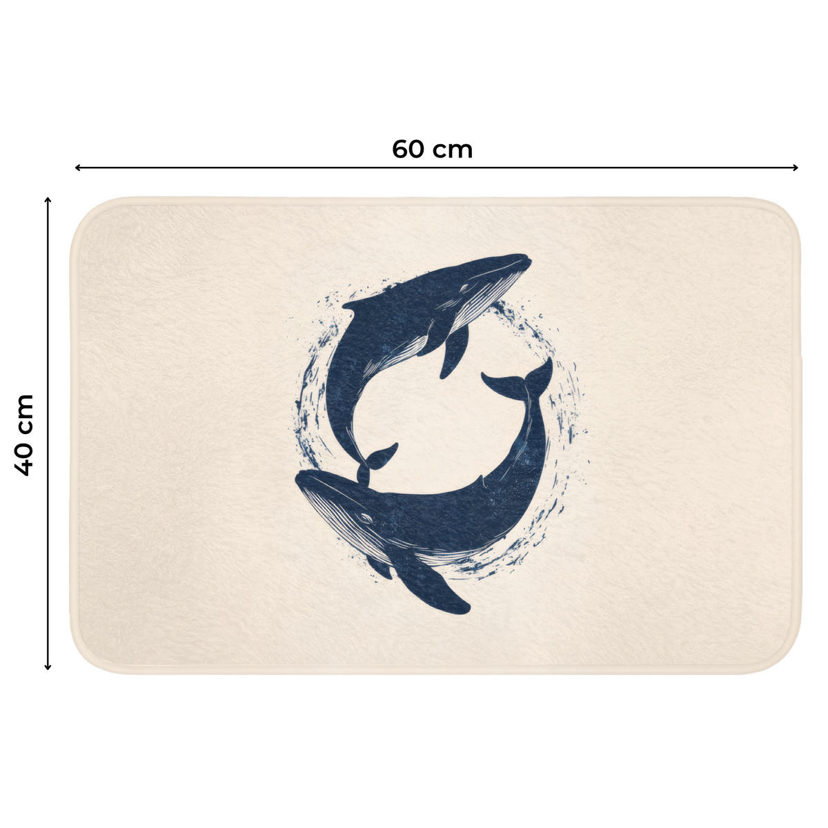 WC PŘEDLOŽKA Velryby - Stříkance - Kruh - Tmavě modrá 60x40 cm - tmavě modrá, textil/plast (60/1cm) - OnlyWow
