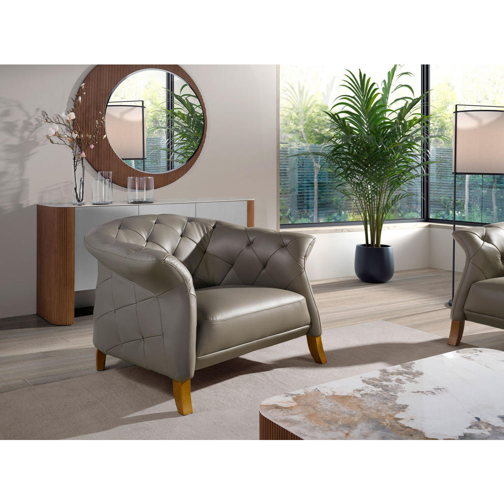 Thumbnail - Angel Cerda Sessel, Grau, Honig, Leder, 112x81x99 cm, Wohnzimmer, Sessel, Polstersessel