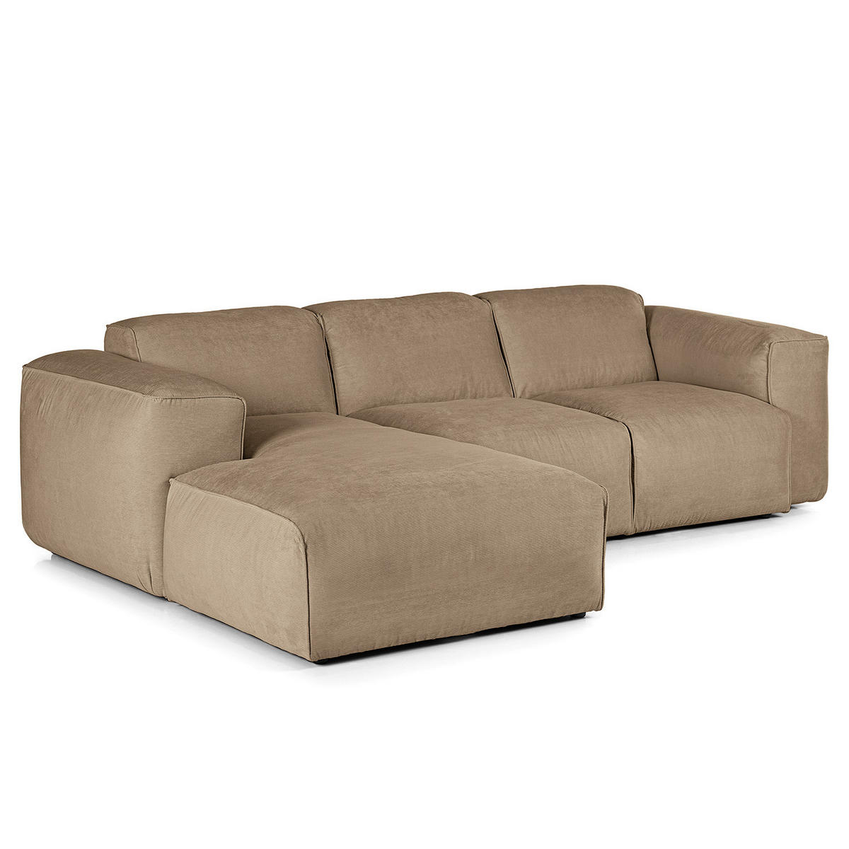 3-SITZER ECKSOFA mit Longchair - Taupe/Schwarz, Kunststoff/Textil (251/173cm) - home24