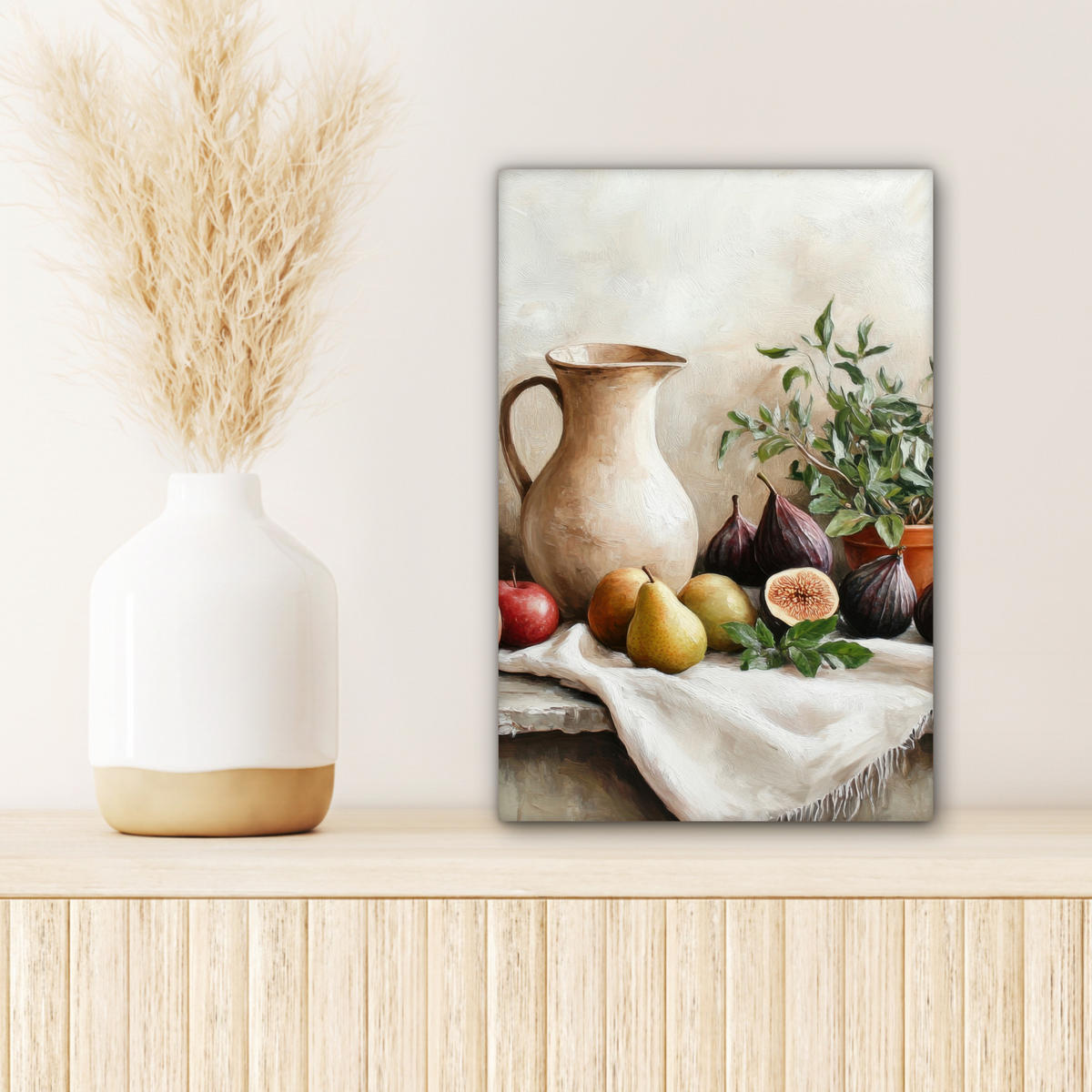 LEINWANDBILD Obst - Kräuter - Ländlich Deko Wohnzimmer 20x30 cm - Naturfarben, Textil (20/30cm) - MuchoWow