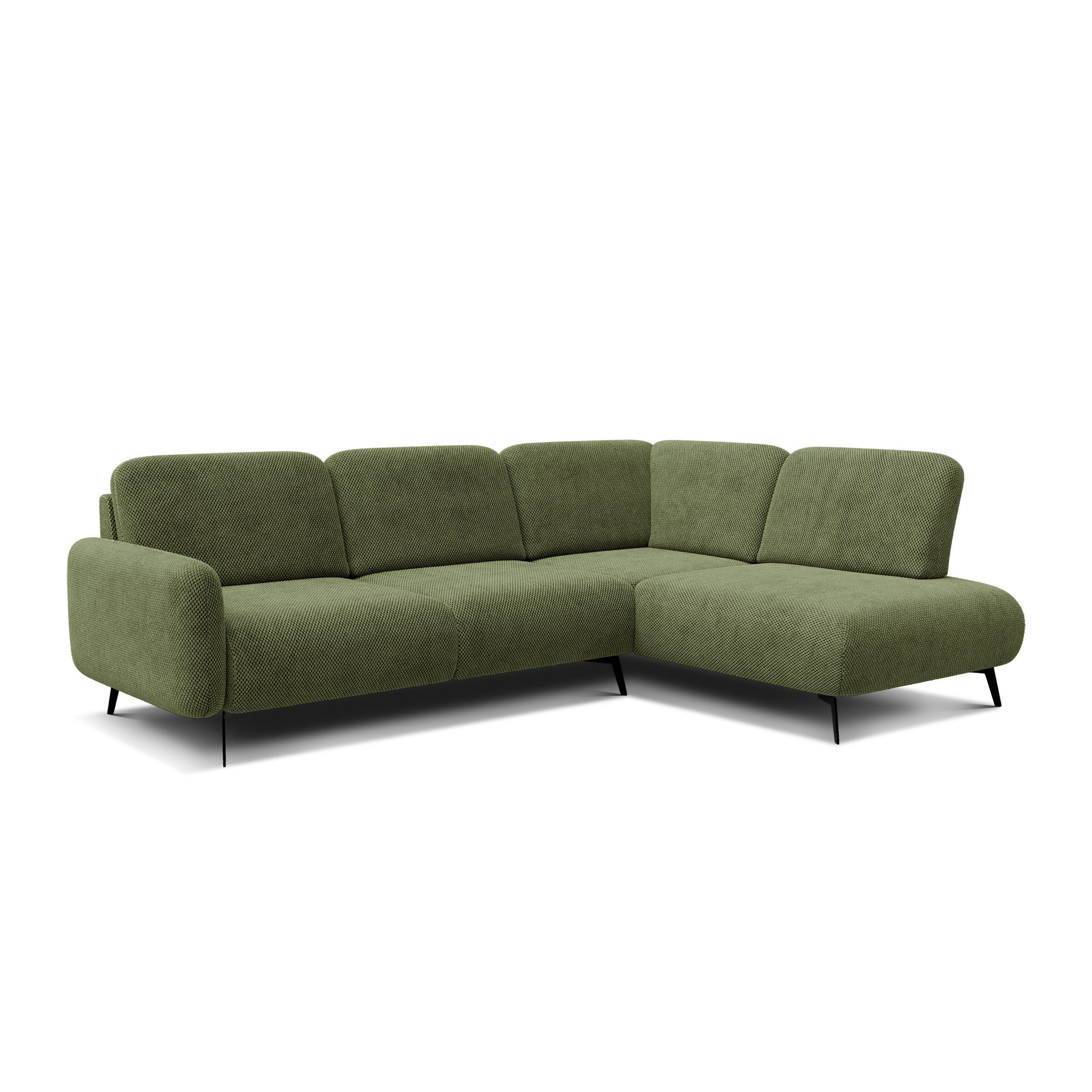 ECKSOFA FEBE 5-Sitzer rechts, olivgrün - Schwarz/Olivgrün, Holz/Textil (271/190cm) - Courtois Laville
