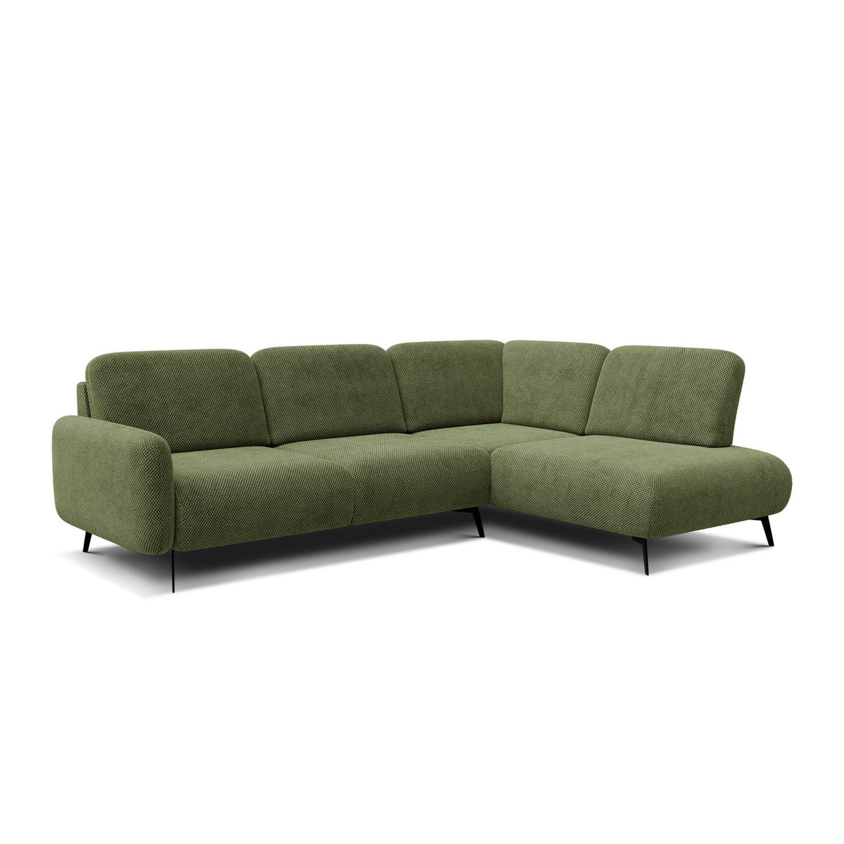 ECKSOFA FEBE 5-Sitzer rechts, olivgrün - Schwarz/Olivgrün, Holz/Textil (271/190cm) - Courtois Laville