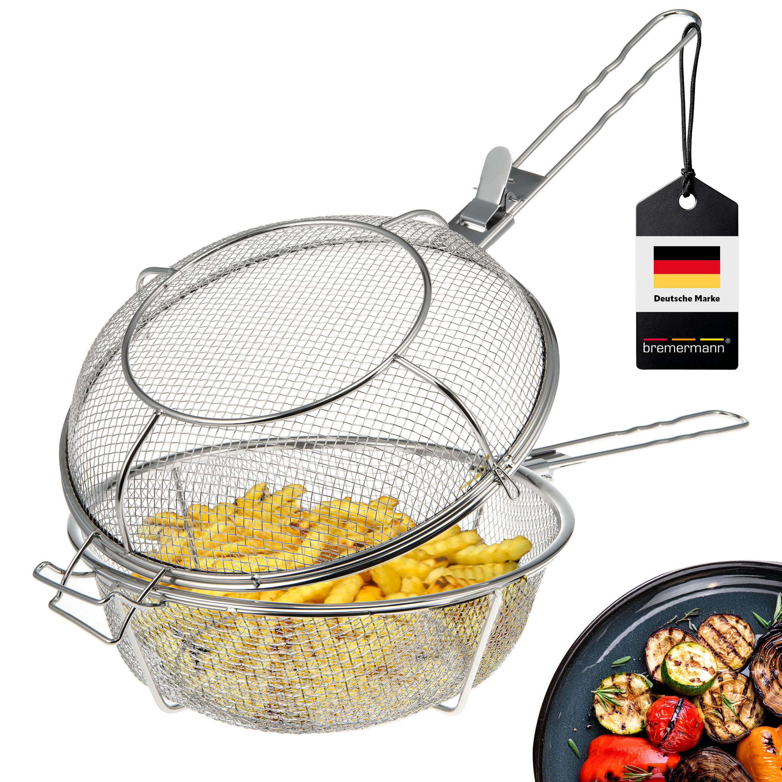 GRILLKORB, silber, Edelstahl - Edelstahlfarben, Metall (17/61/17cm) - bremermann