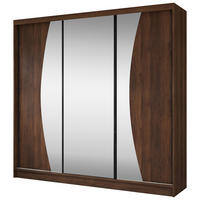 SCHWEBETÜRENSCHRANK Vox II mit Schubladen und Spiegel 240/216/61 Walnuss - Walnussfarben, Holzwerkstoff (240/216/61cm) - Beautysofa