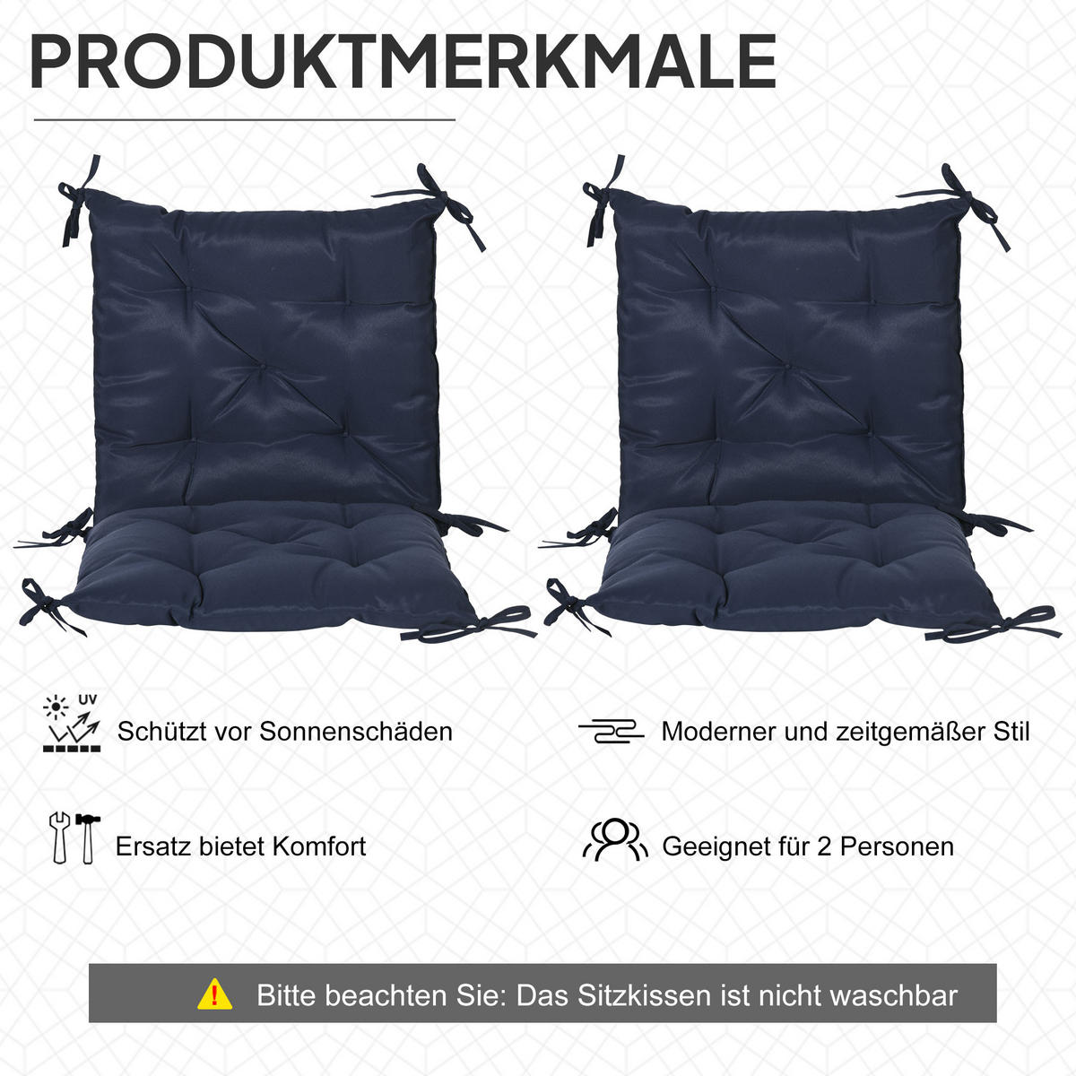 SESSELAUFLAGEN Blau 2 Stück - Blau, Kunststoff (50/8/98cm) - GiPP