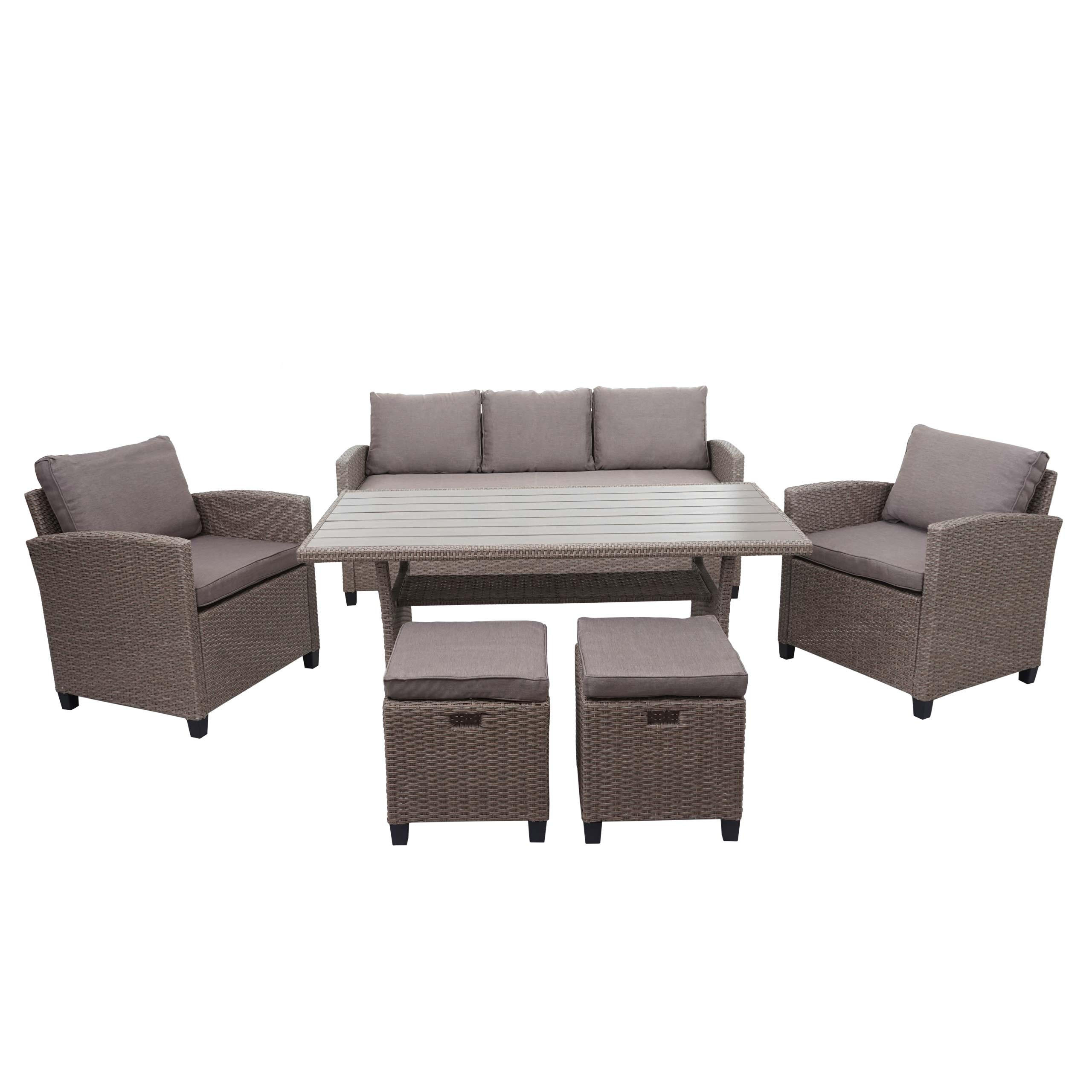 POLY-RATTAN GARNITUR Braun - Braun, Kunststoff - MCW
