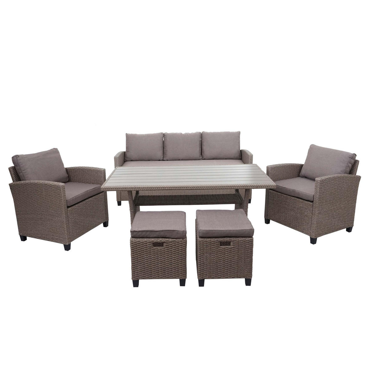 POLY-RATTAN GARNITUR Braun - Braun, Kunststoff - MCW