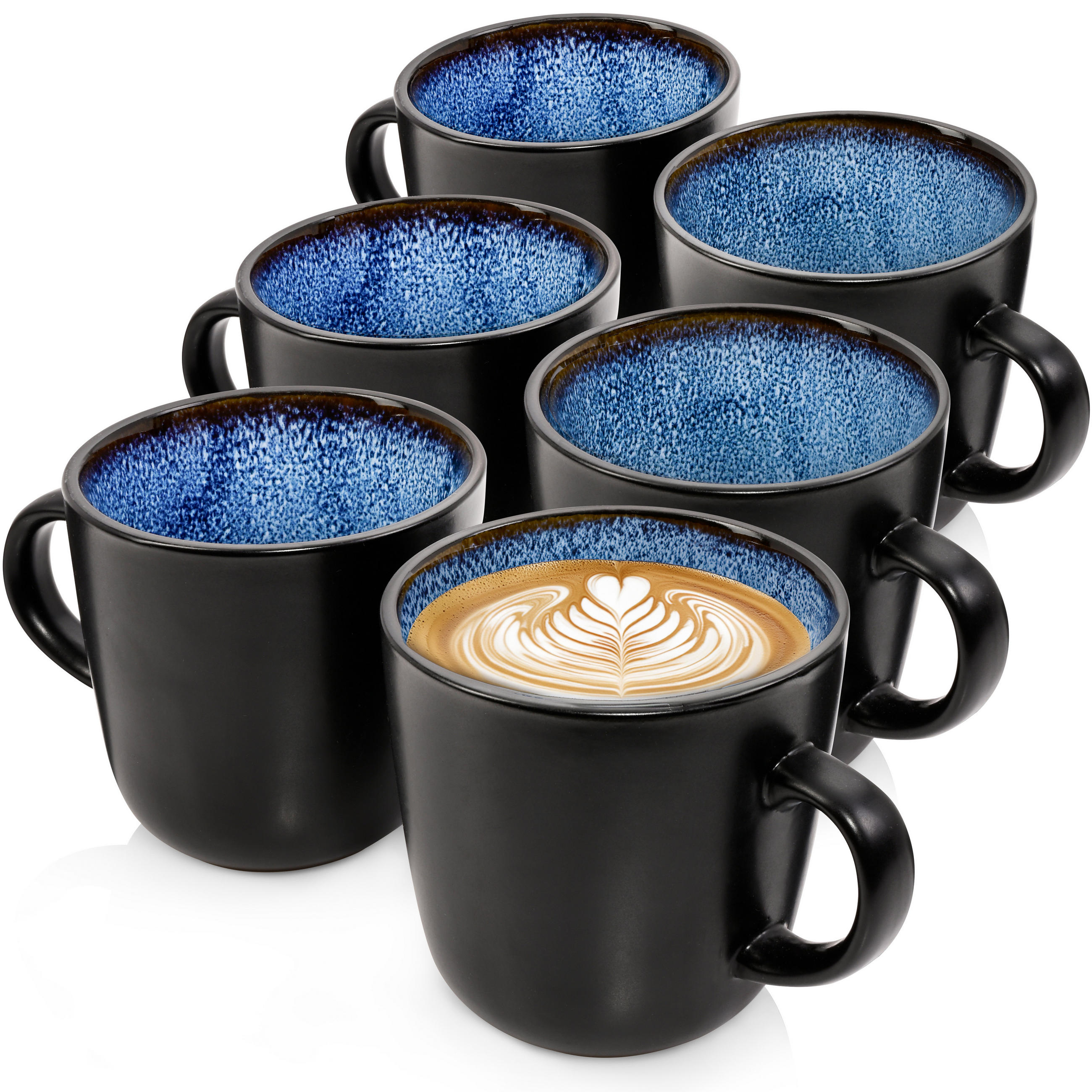 KAFFEEBECHER SET Aruba - 6 teilig aus Steingut - Blau, Keramik (0.43L) - Sänger