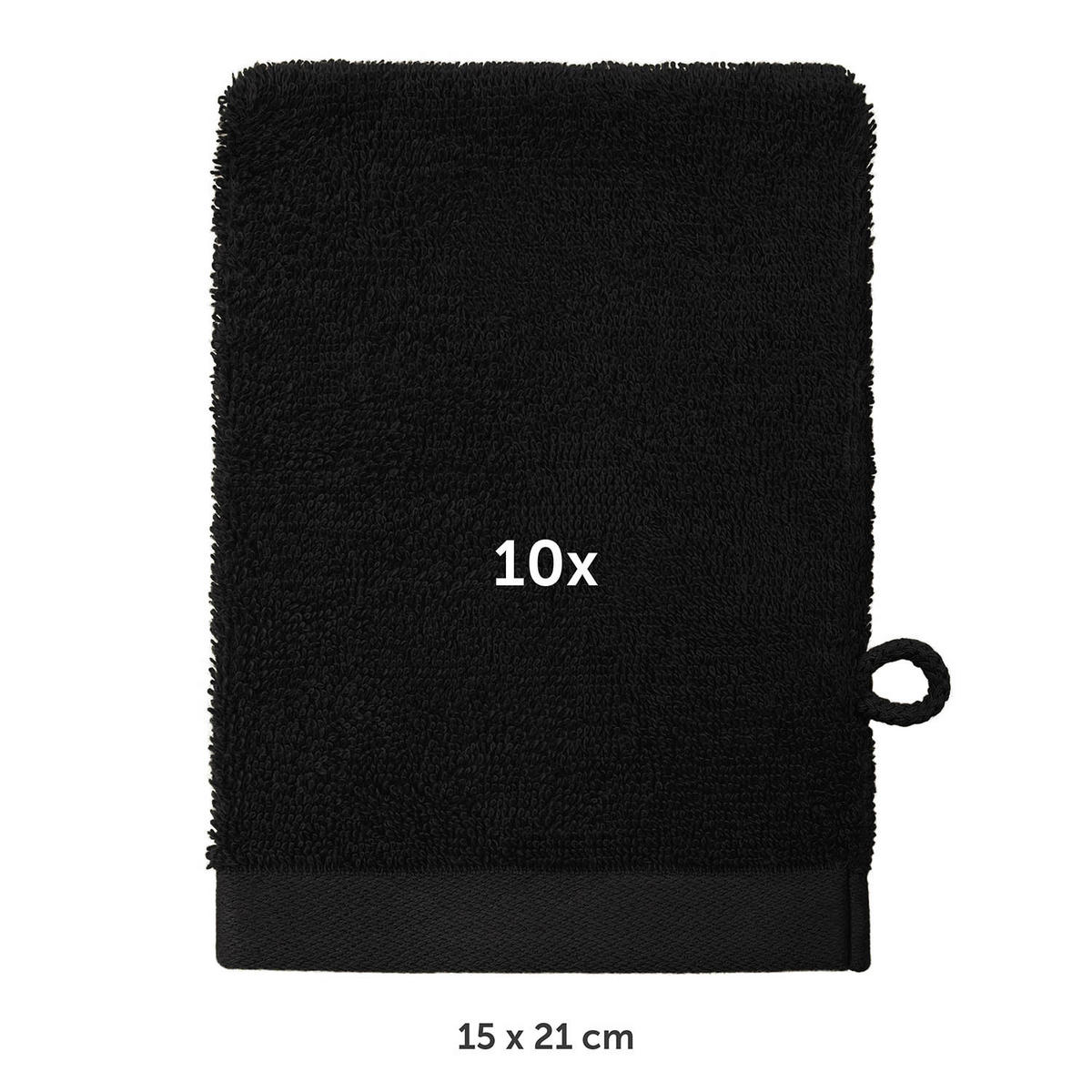 WASCHLAPPEN 10er-Set, 10x Waschlappen 15/20 cm, Schwarz - Schwarz, Textil (15/20cm) - Blumtal