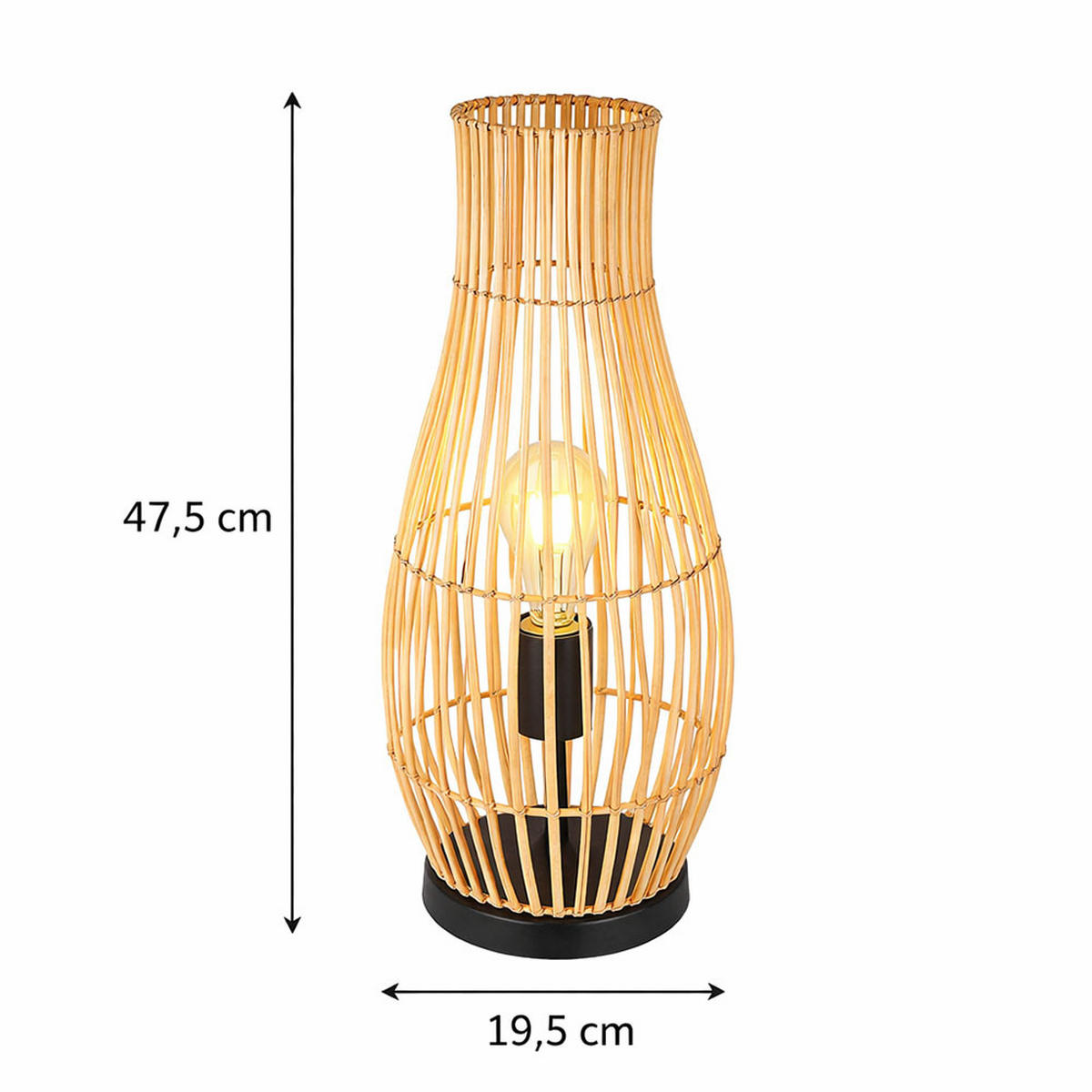 LED STEHLEUCHTE Bambus Braun - Braun, Holz (19.5/19.5/47.5cm) - Globo Lighting