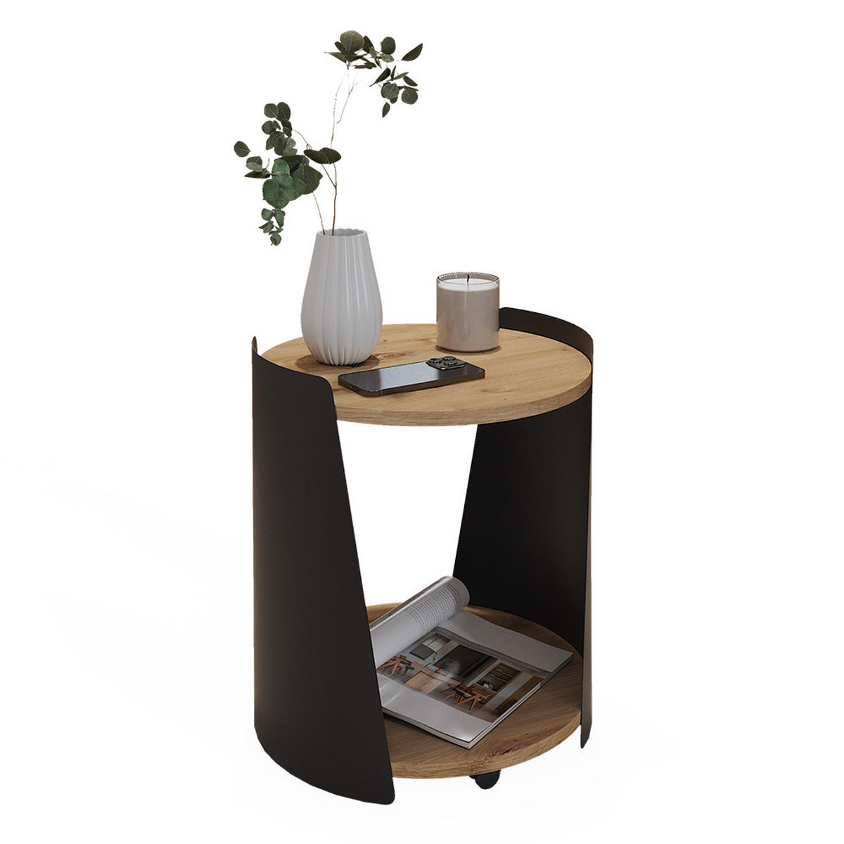 KONFERENČNÍ STŮL Lofta Černá 40 x 40 cm - černá/barva dubu, kompozitní dřevo (40/40/46cm) - Vicco