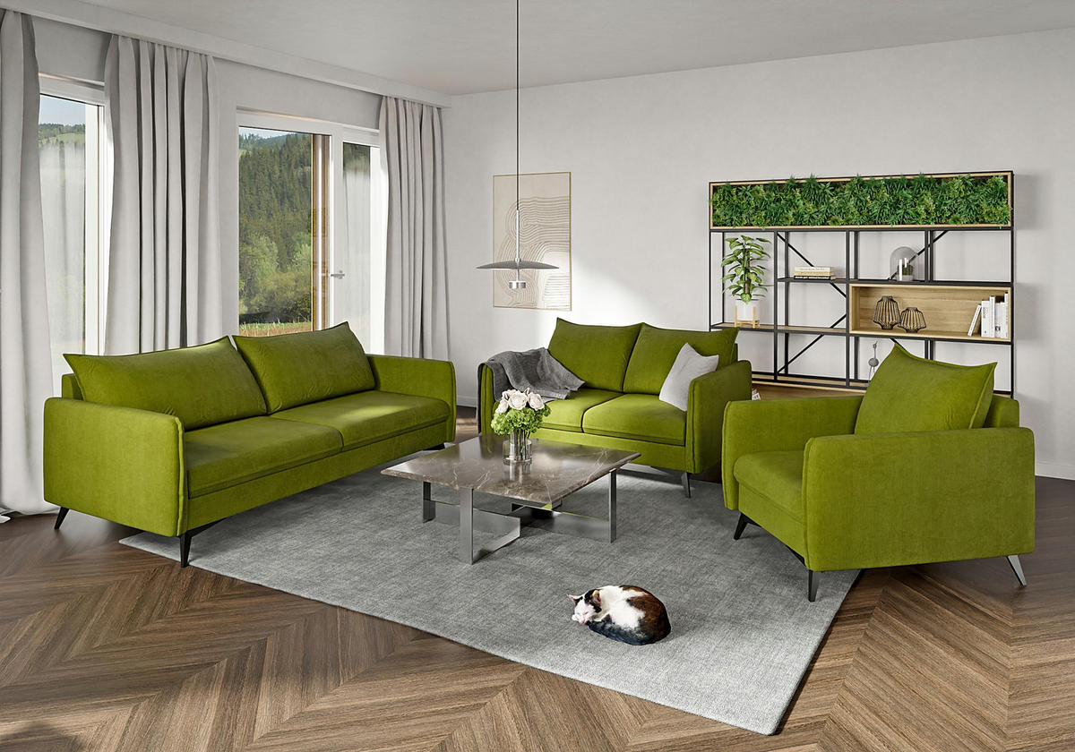 SESSEL Pulse Grün Luxusmicrofaser - Schwarz/Grün, Holz/Textil (74/86/31cm) - S-Style Möbel