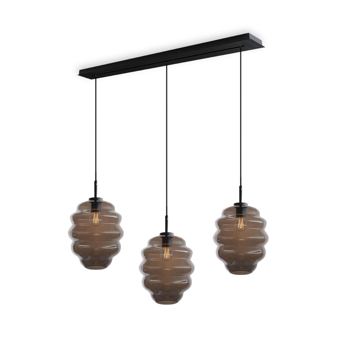 HÄNGELEUCHTE Echos 3-flammig Rauch Ø 25cm - Anthrazit/Schwarz, Glas (25/25/28cm) - s.luce
