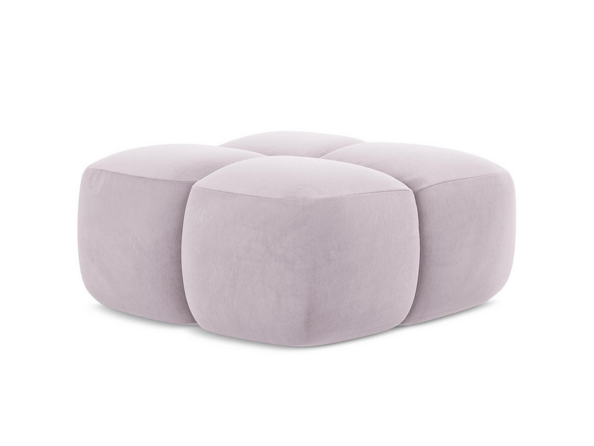 POUF Samt Stoff Violett - Flieder/Schwarz, Holzwerkstoff/Kunststoff (90/39/90cm) - Makamii