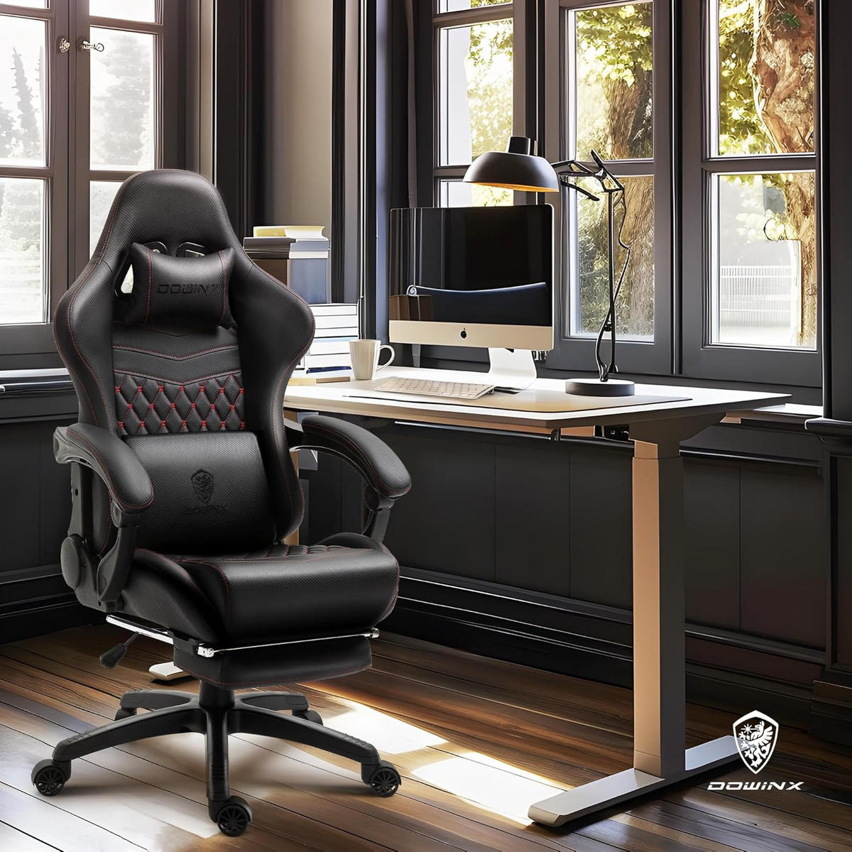 GAMING-STUHL Ergonomisch Verstellbarer 90°-170° Für Homeoffice/Gaming - Schwarz, Leder (60/115/60cm)