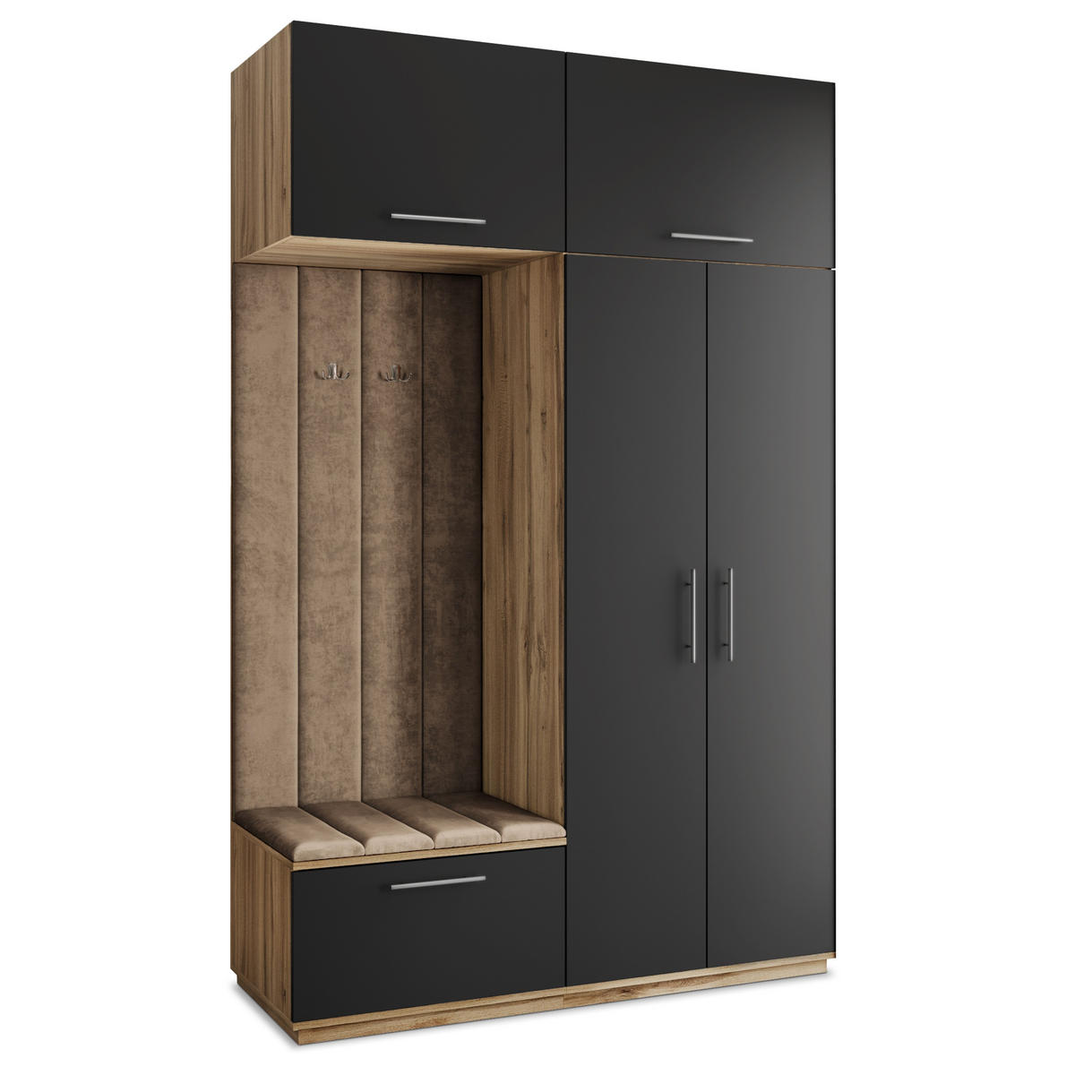 GARDEROBENSCHRANK REMA 150/240/60 cm Modern Garderobe-Set Eiche Wotan - Beige/Eiche Wotan, Holzwerkstoff (150/240/60cm) - MASSENO