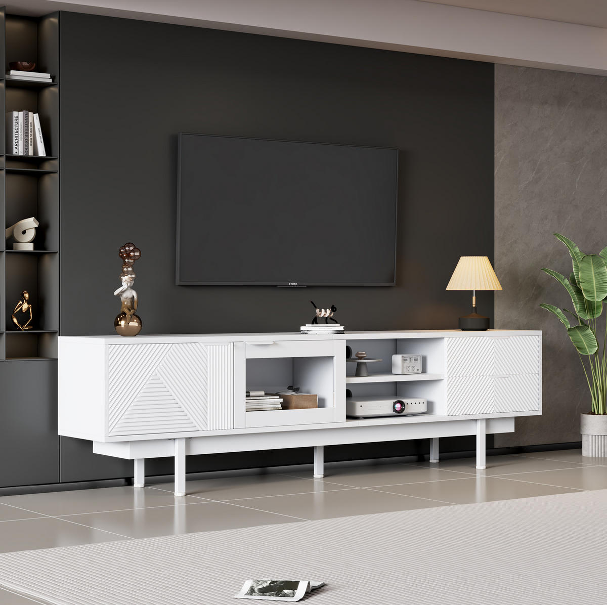 TV-ELEMENT mit 2 Türen und 2 Schubladen 200 x 40 x 50,5 cm Weiß - Weiß, Holzwerkstoff (40/50.5/200cm) - Beauniv