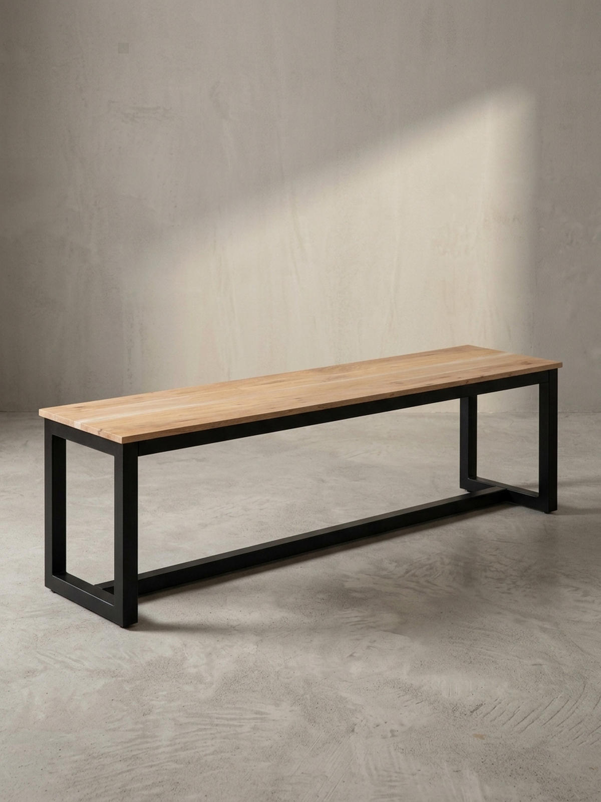 ESSZIMMERBANK Massivholz Metall Loft-Stil ohne Lehne, Akazie 120x40x45 cm - Schwarz/Braun, Holz/Metall (120/45/40cm) - KADIMA DESIGN