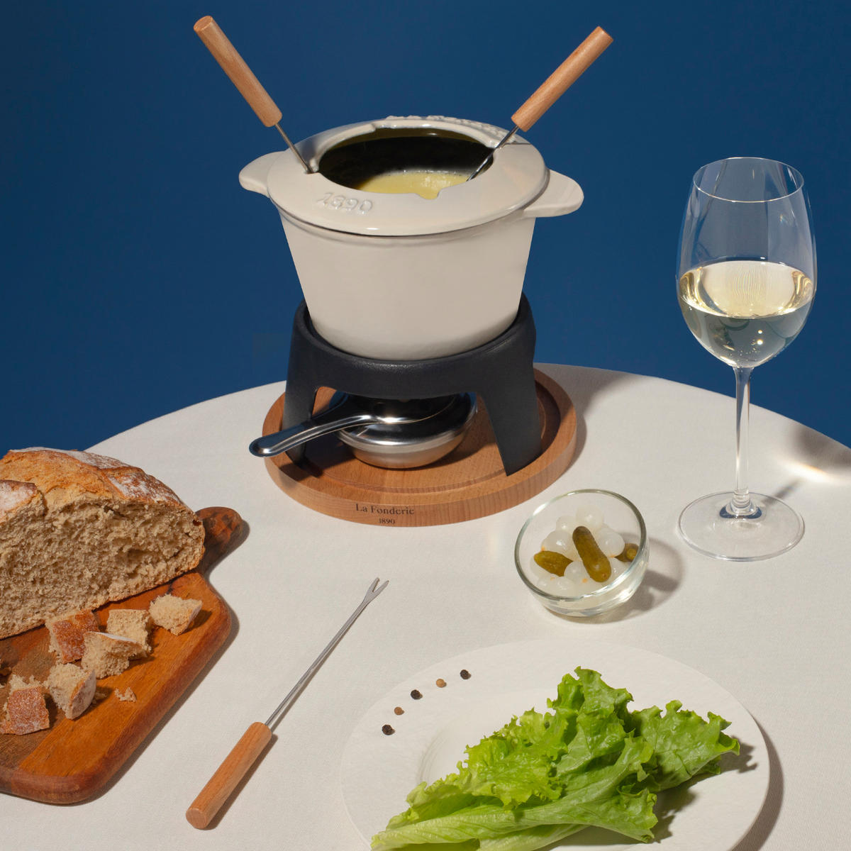 FONDUE-SET MONT JOLY Beige, für 4 Personen, 1,2L - Beige, Metall (20/20/20cm) - La Fonderie 1890