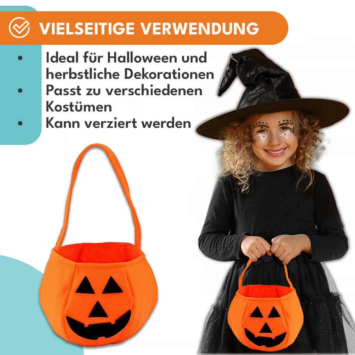 KÜRBIS TASCHE Halloween Deko - Orange, Textil (18/28/18cm) - KRUMAD