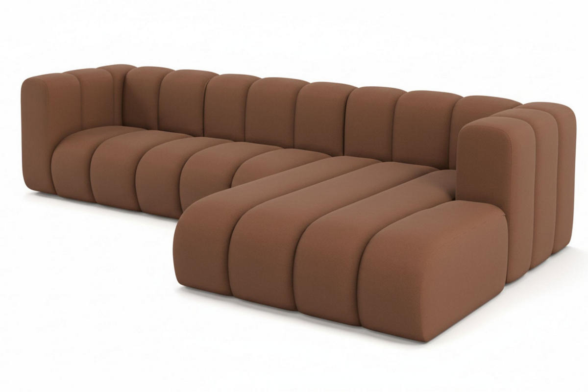 ECKSOFA L-Form Grand L 287 cm, Veloursstoff Salvador, Dunkelbraun, Rechts - Dunkelbraun, Holz (287/179cm) - Kaiser Möbel