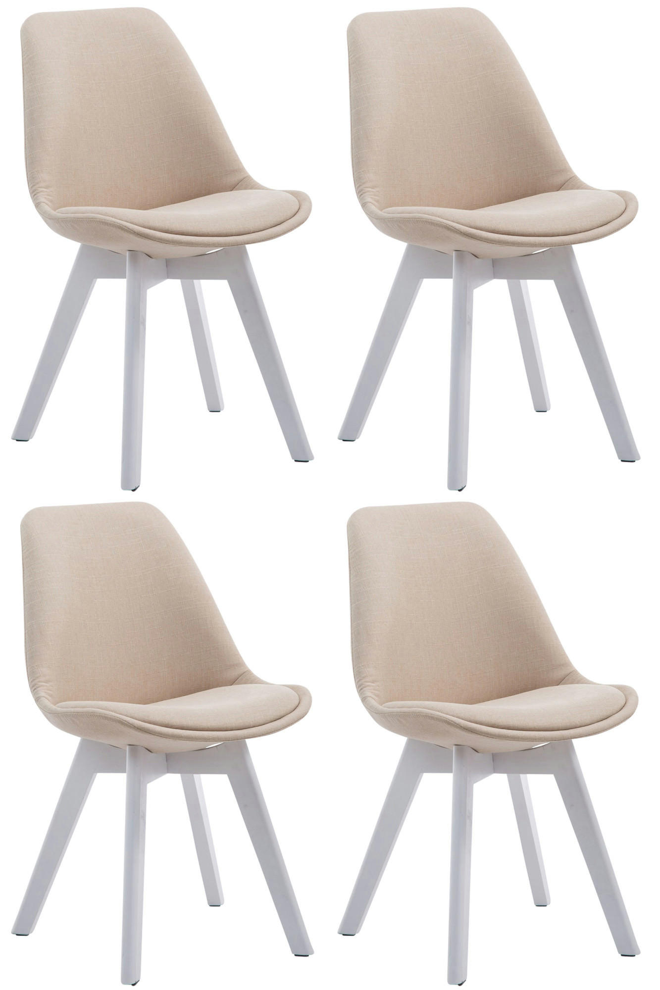 STUHL 4er Set Stoff creme - Creme/Weiß, Holz/Textil (48/84/55cm) - CLP