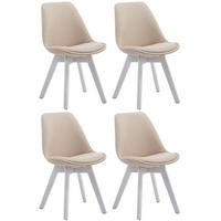 STUHL 4er Set Stoff creme - Creme/Weiß, Holz/Textil (48/84/55cm) - CLP