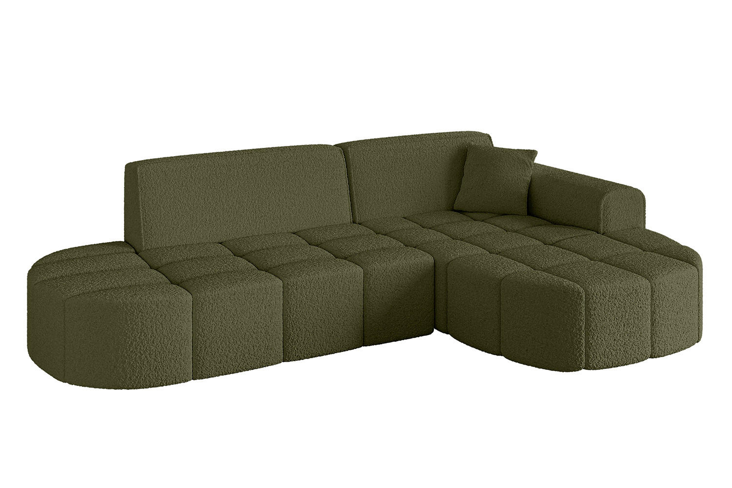 ECKSOFA Ottomane Rechts LIVO-L1 - 252x173x79,5 cm Grün - Grün, Holzwerkstoff/Textil (252/173cm) - ALTDECOR