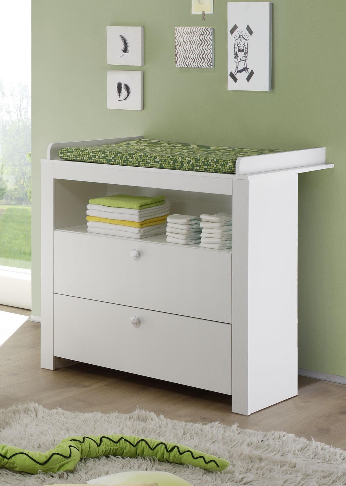 WICKELKOMMODE weiß Babymöbel Wickeltisch 96 x 111 cm - Silberfarben/Weiß, Holzwerkstoff/Kunststoff (96/104/69cm) - Top.Furn