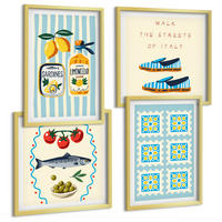 BILDER SET 4er Set - 50x50 cm & 40x60 cm Goldrahmen - Fruchtmuster und italienische Kultur - Goldfarben, Kunststoff (50/50cm) - TULUP