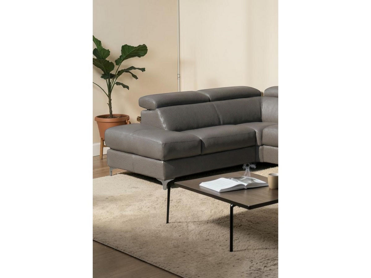 ECKSOFA Avenger Echtleder Greige - Greige, Leder/Metall (271/81/224cm)