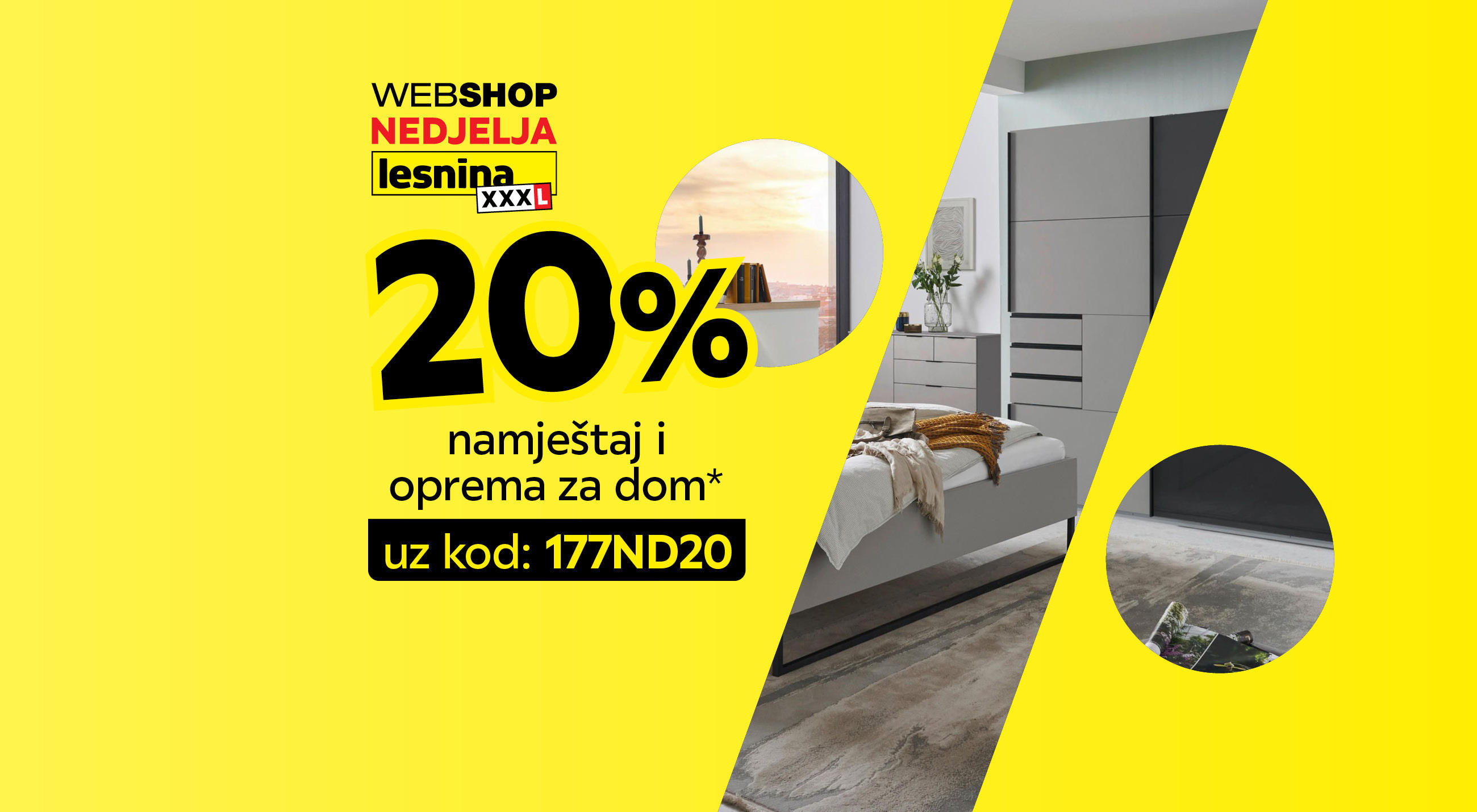 Web shop nedjelja Lesnina XXXL 20% namještaj i oprema za dom uz kod: 177ND20
