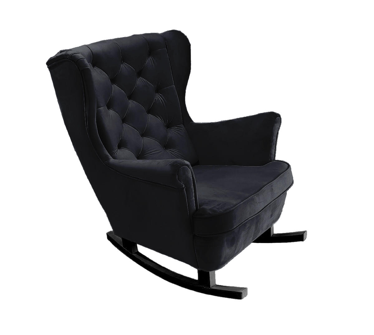 SCHAUKELSESSEL mit gepolstertem Sitz und Armlehnen, 102x81x95 cm, Schwarz_29862 - Anthrazit/Schwarz, Holz/Textil (81/102/95cm) - DomoHome
