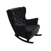 SCHAUKELSESSEL mit gepolstertem Sitz und Armlehnen, 102x81x95 cm, Schwarz_29862 - Anthrazit/Schwarz, Holz/Textil (81/102/95cm) - DomoHome