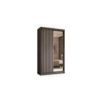 KLEIDERSCHRANK mit Spiegel-Schiebetüren und Aluminium-Leisten - LAMELO - 120 cm Grau+Grau+Weiß - Weiß/Grau, Holzwerkstoff (120/216/61cm) - ALTDECOR