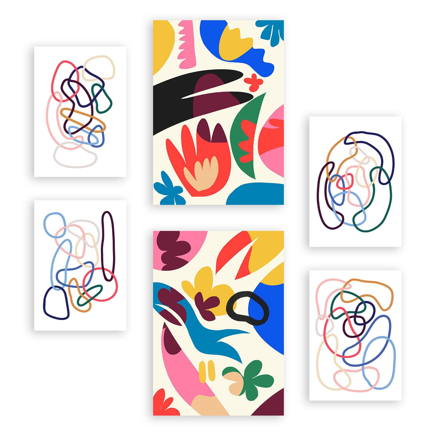 POSTER Set Mit 6 Inhaltsstriche In Blume Zusammenfassung A3 & A4 Rahmenlos - Klar, Papier (29/3cm) - Nacnic