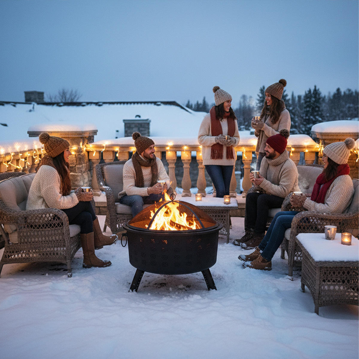 FEUERSCHALE - Schwarz, Metall (66/62/66cm) - Relaxdays