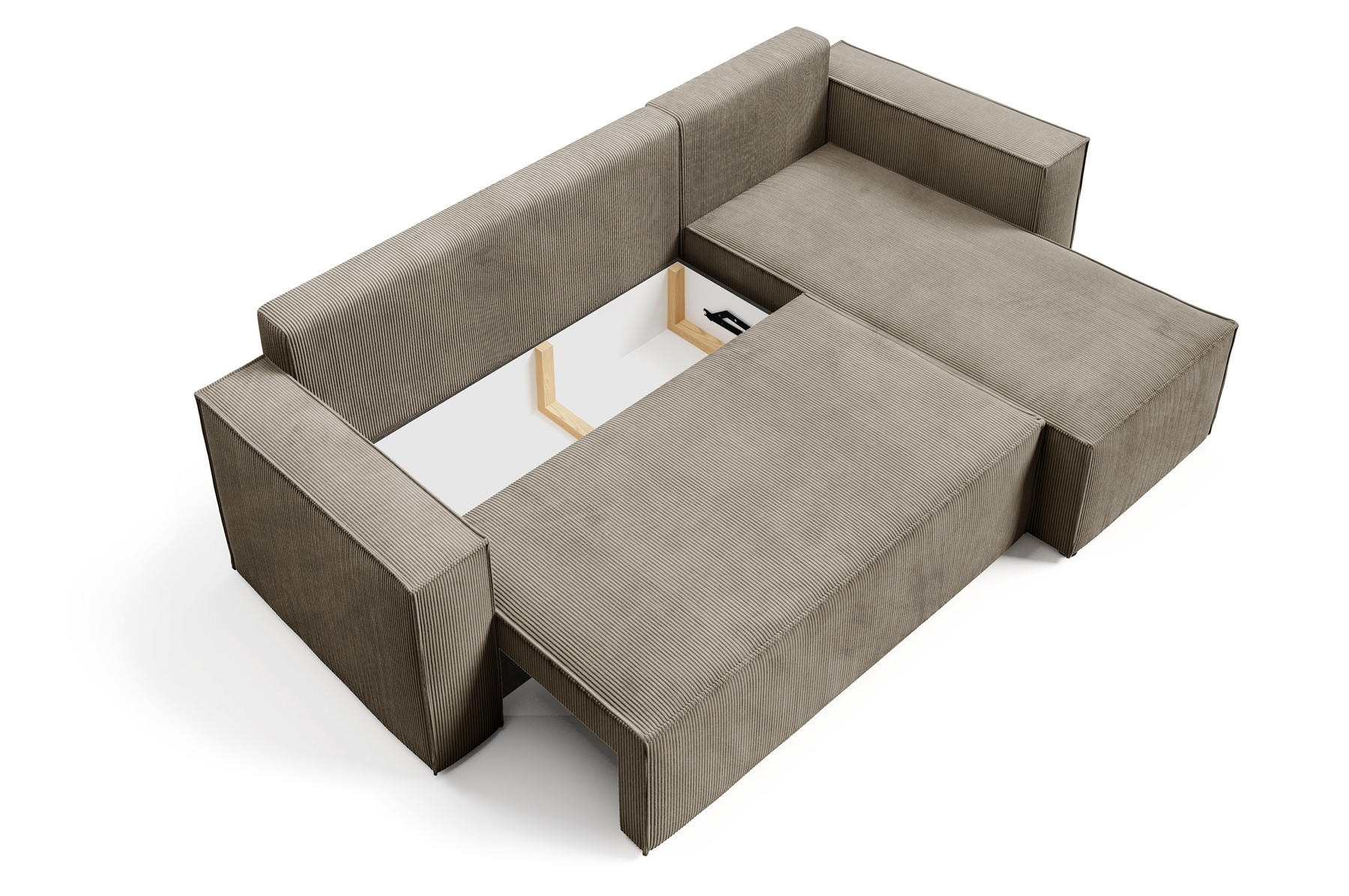 ECKSOFA Roda Braun, Cord-Ecksofa mit Schlaffunktion - Braun, Holzwerkstoff/Textil (248/150cm) - Bettso