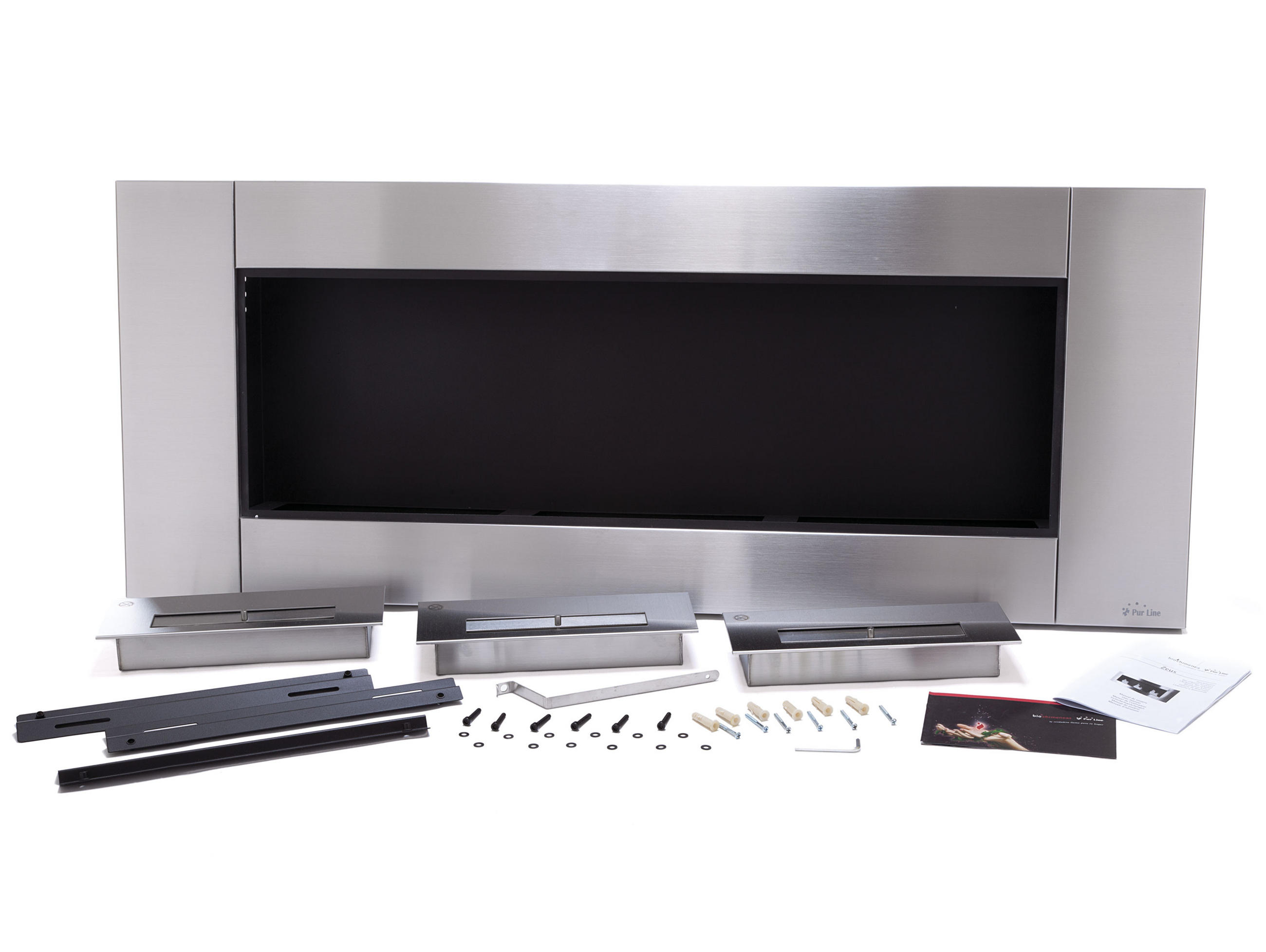BIOETHANOL-KAMIN Silber Wandmodell inklusive 3.6 L Brennblock - Silberfarben, Metall (136/54/15cm) - Purline
