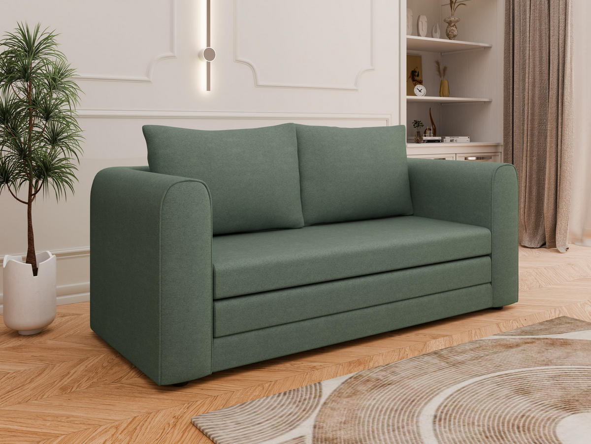 SCHLAFSOFA Arelis Schlafsofa mit Bettfunktion, grün - Grün, Holz (160/78/69cm) - Panda Möbel