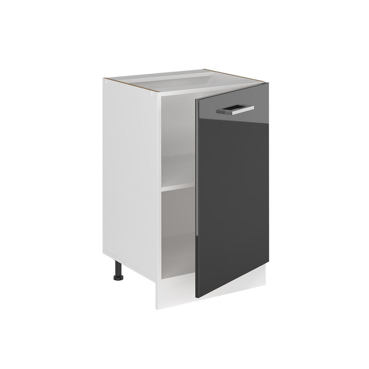 KÜCHENUNTERSCHRANK R-Line, Anthrazit Hochglanz/Weiß, 50 cm Arbeitsplatte Goldkraft Eiche - Anthrazit/Weiß, Holzwerkstoff (50/81.6/60cm) - Vicco