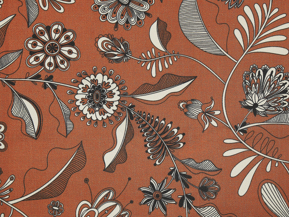 GARTENLIEGE 2er-Set dunkelbraun Textil weiß/rot Pflanzenmotiv Anzio - Dunkelbraun/Rot, Textil (54/70/97cm) - Beliani