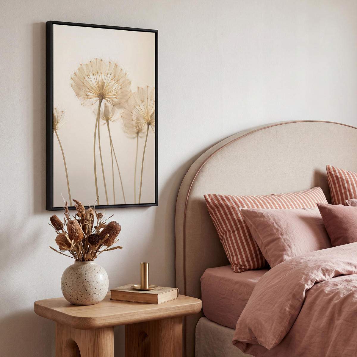 LEINWAND Bilder mit Rahmen - Sonnenlicht - Löwenzahn - Botanisch - Blumen - 40x60 - Creme, Textil (40/60cm) - MuchoWow