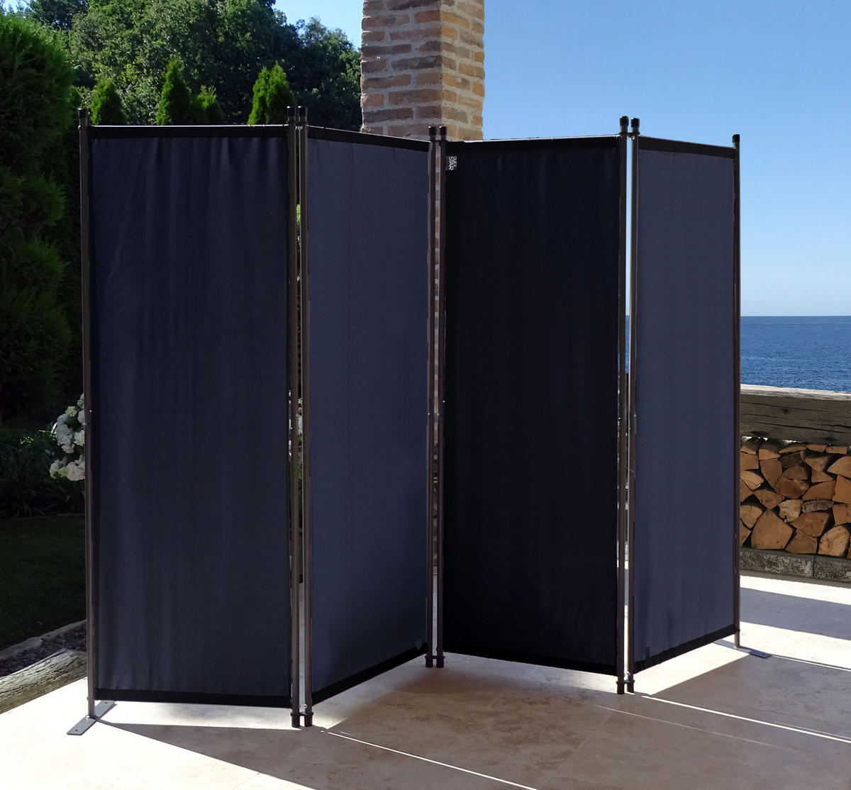 PARAVENT 4-tlg. 220x165 cm Schwarz - Schwarz, Metall (220/165cm) - QUICK STAR